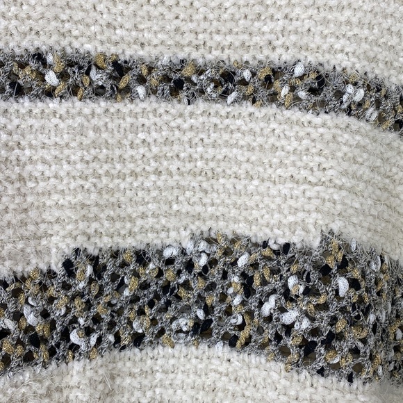 Moth Anthropologie ivory crew fringe poncho sweater small - Picture 2 of 7